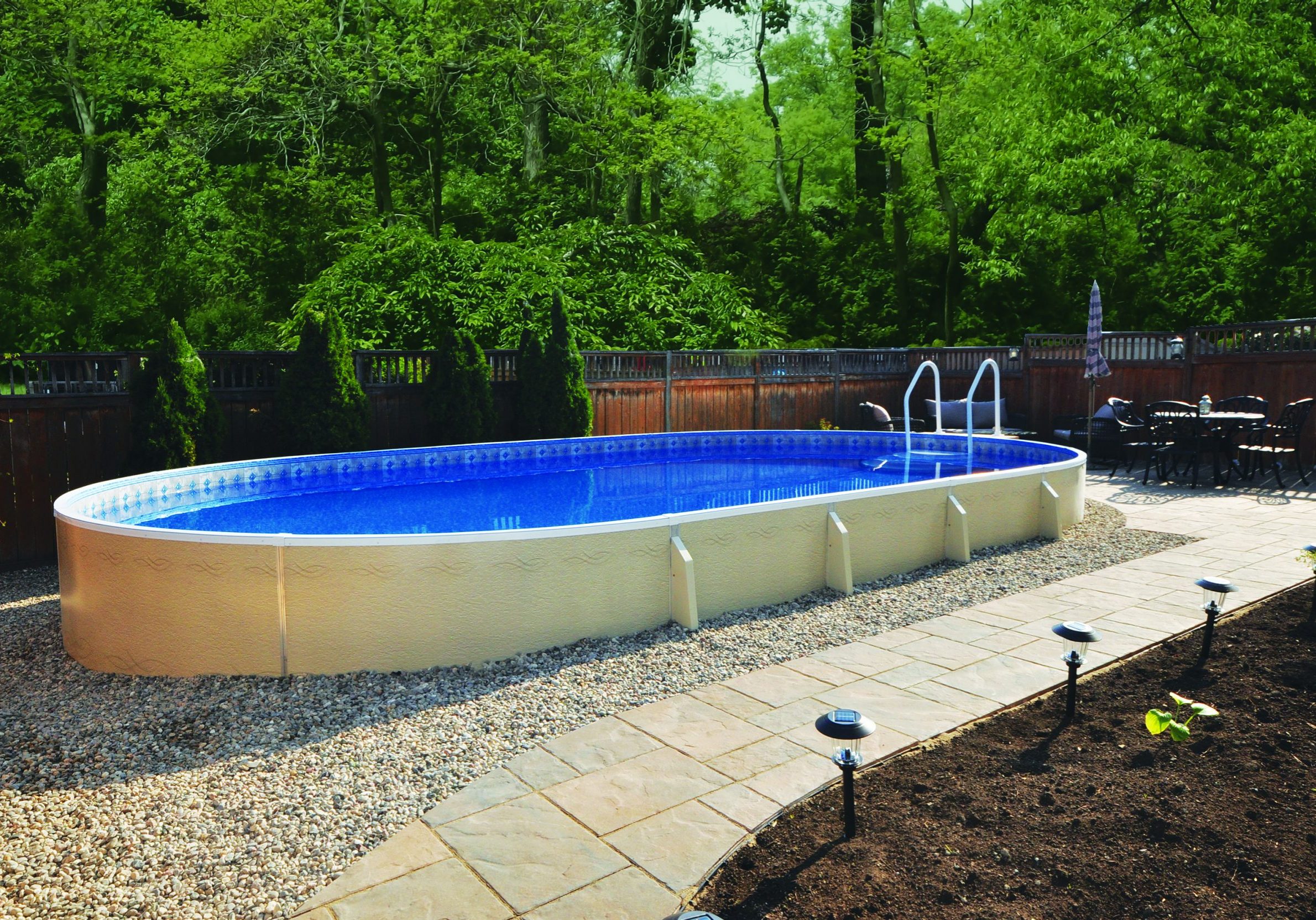 Semi Inground Oval Pool Wood