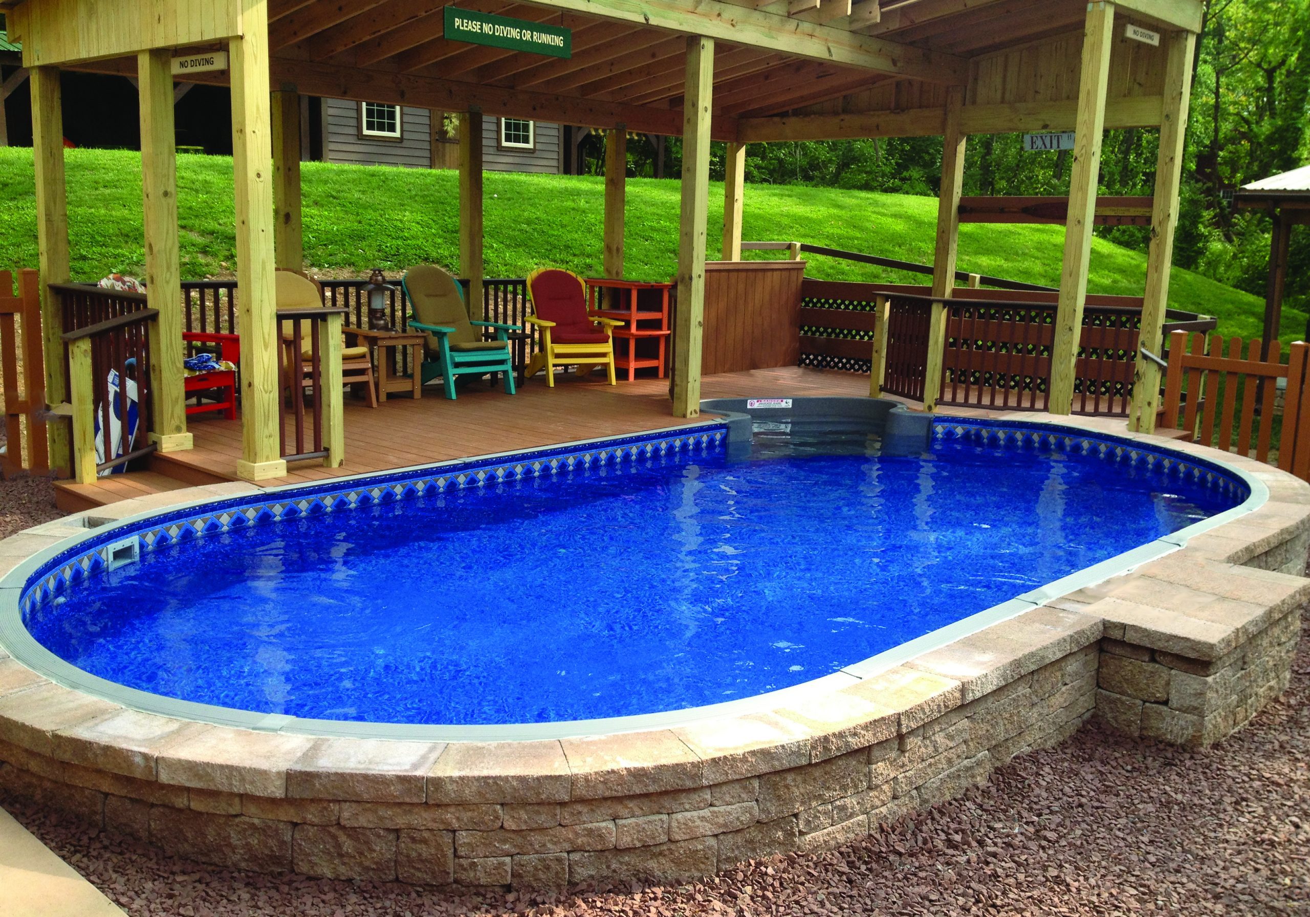 Semi Inground Oval Pool with step