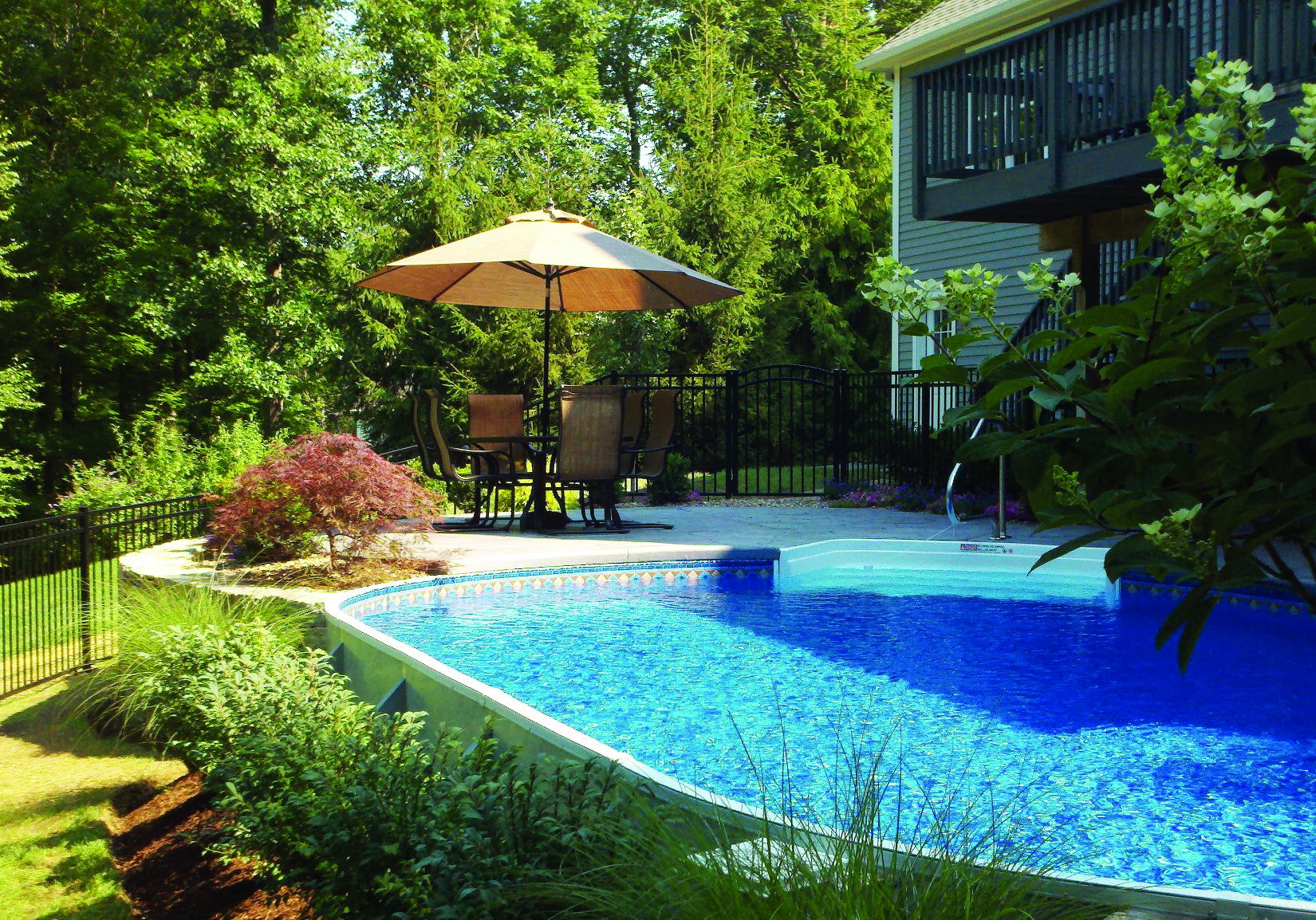 Semi Inground Oval Pool with steps